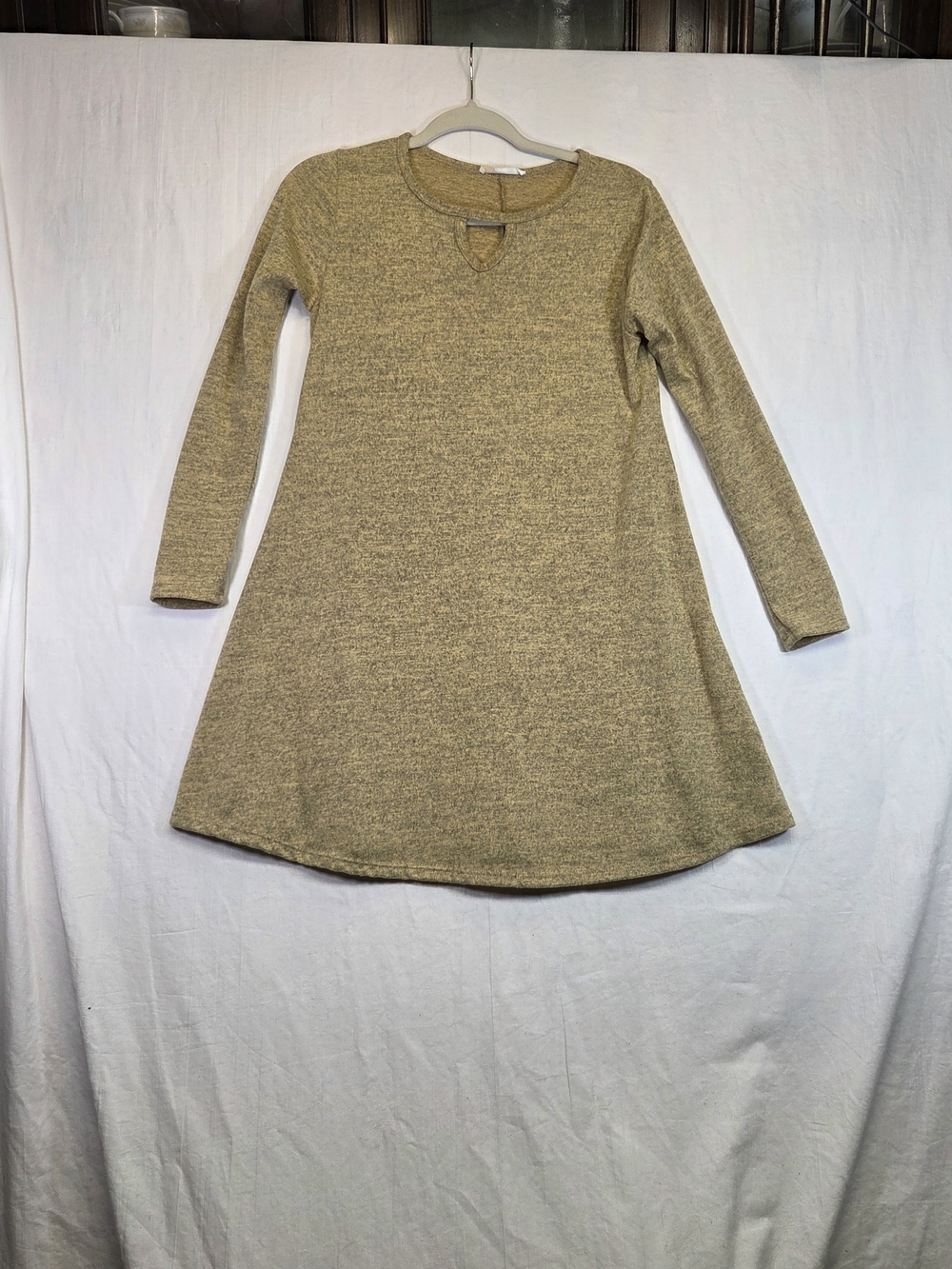 You and I Mustard Marled Knit Keyhole Swing Dress Medium Made USA. #0454